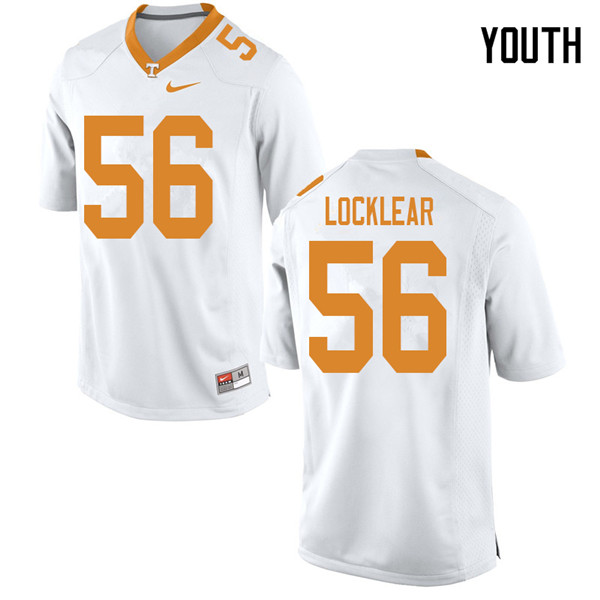 Youth #56 Riley Locklear Tennessee Volunteers College Football Jerseys Sale-White - Click Image to Close